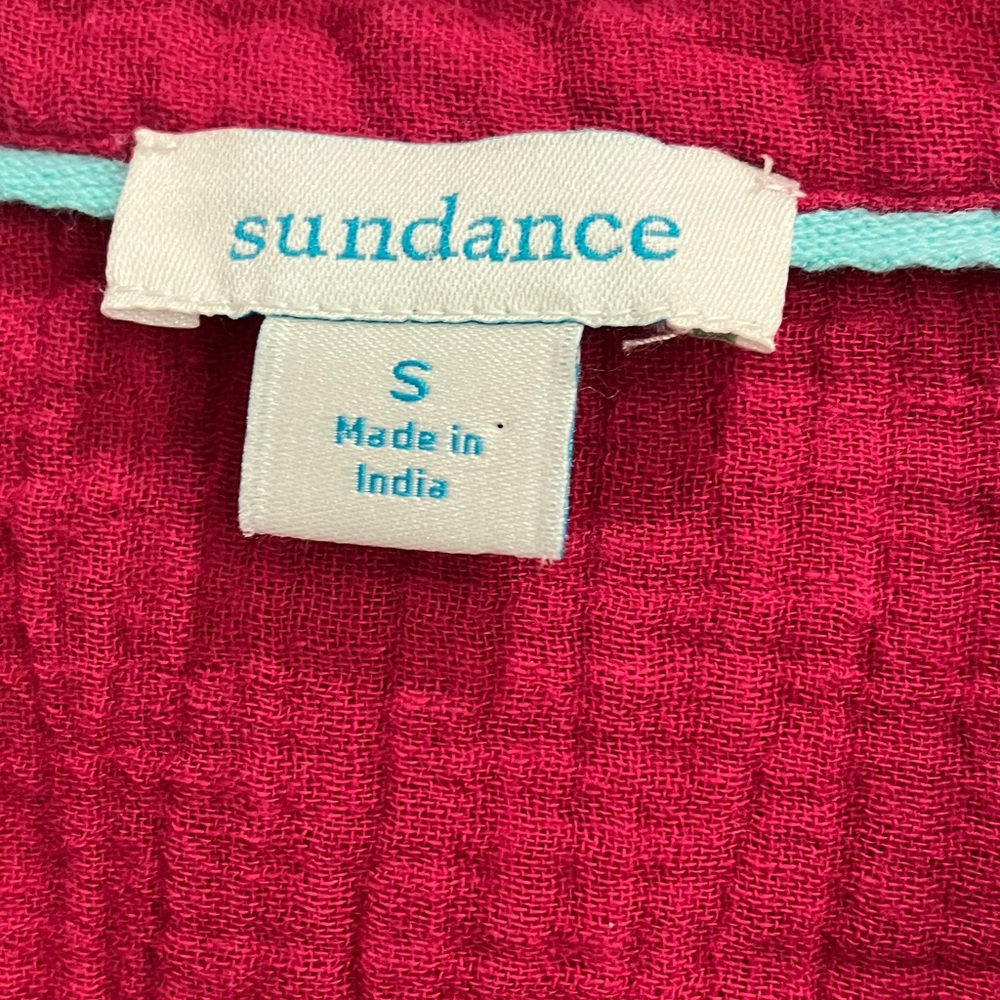 Sundance Women's Pink 100% Cotton Short Sleeve V Neck Cropped Shirt Top - Picture 10 of 11